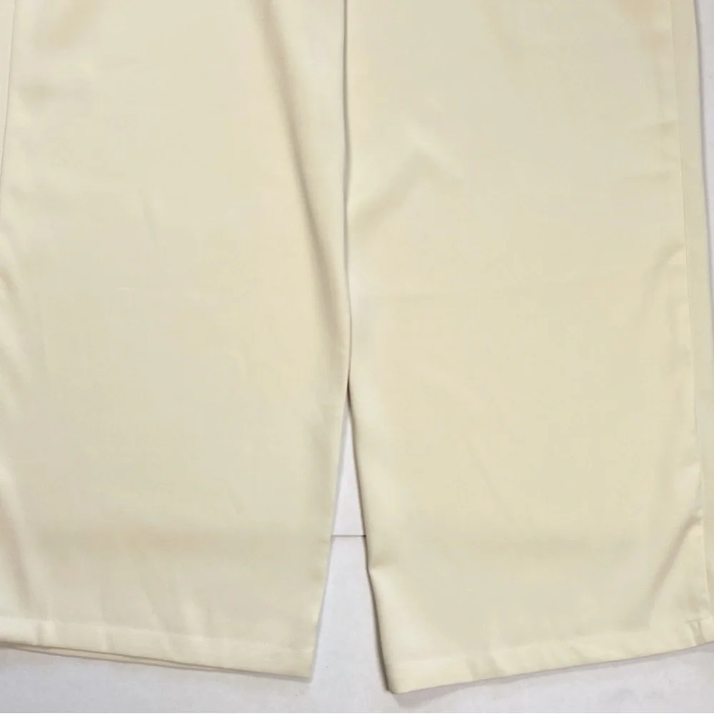 CIDER Women’s Size L Beige High Waist Pleated Wide Leg Pants Trousers Career